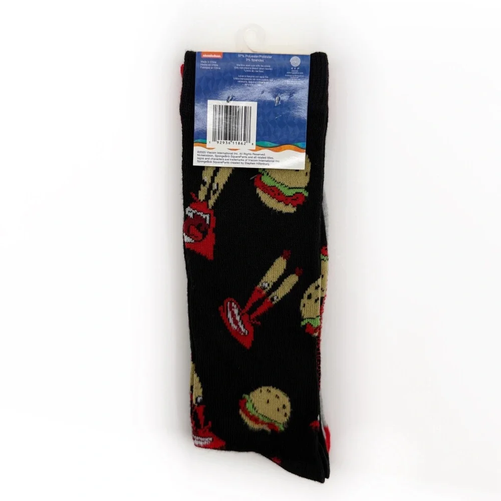 SpongeBob Crew Socks Mens Womens Mr. Krabs Krabby Patties Nickelodeon Y2K Gift